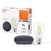 Ledvance - Intelligenter Lautsprecher Google Nest Mini + dimmbare LED-Glühbirne SMART+ A60 E27/60W/230V