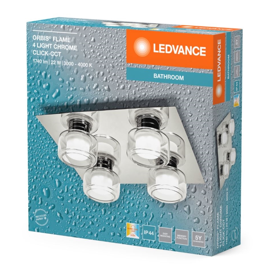 Ledvance - LED-Deckenleuchte für Badezimmer ORBIS FLAME 4xLED/5,5W/230V 3000/4000K IP44 Chrom