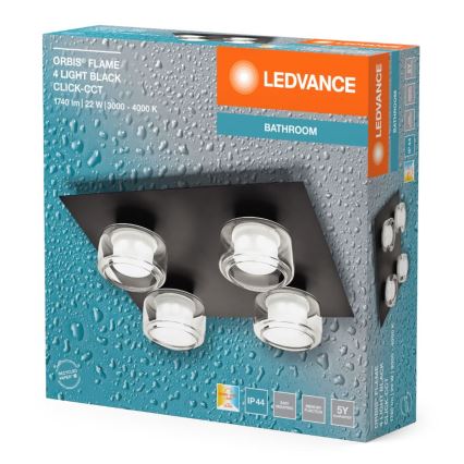 Ledvance - LED-Deckenleuchte für Badezimmer ORBIS FLAME 4xLED/5,5W/230V 3000/4000K IP44 schwarz