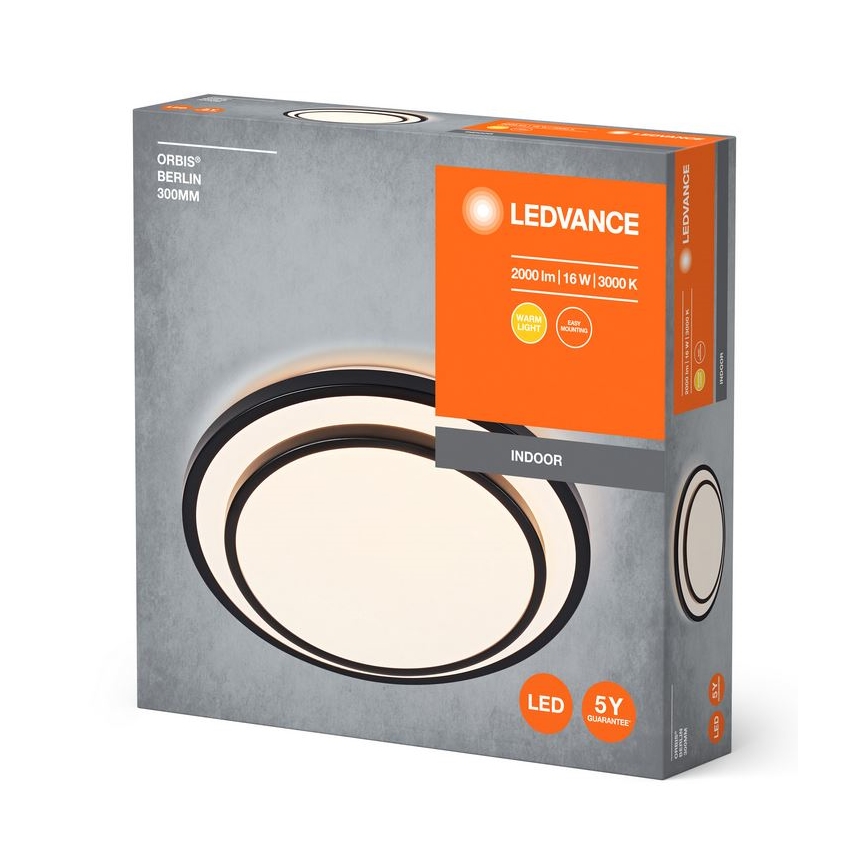 Ledvance - LED-Deckenleuchte ORBIS BERLIN LED/16W/230V schwarz