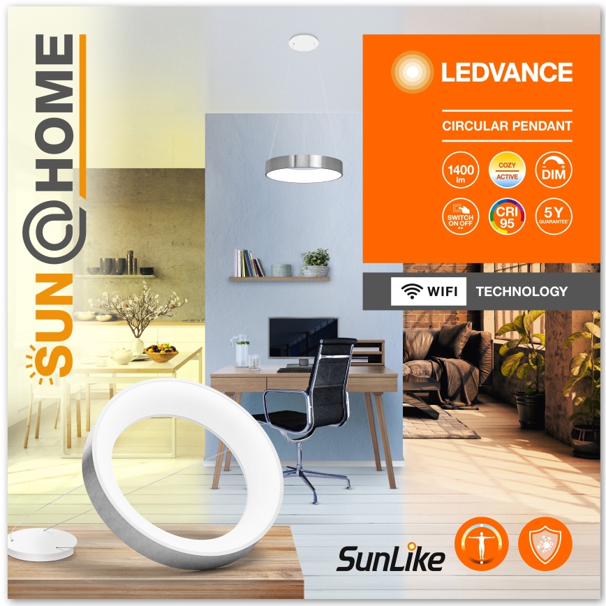 Ledvance - LED dimmbare Hängeleuchte an Seil SUN@HOME CIRCULAR LED/18,5W/230V Wi-Fi