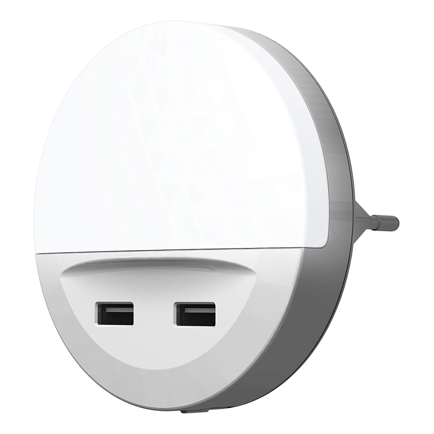 Ledvance - LED-Nachtlicht für Steckdose mit Sensor LUNETTA 2xUSB LED/13W/230V