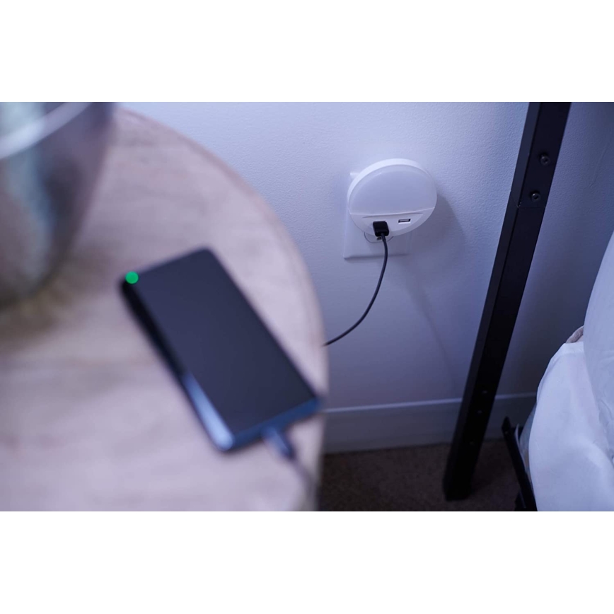 Ledvance - LED-Nachtlicht für Steckdose mit Sensor LUNETTA 2xUSB LED/13W/230V