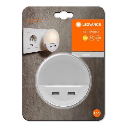 Ledvance - LED-Nachtlicht für Steckdose mit Sensor LUNETTA 2xUSB LED/13W/230V