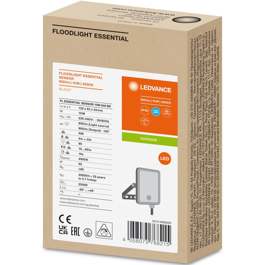 Ledvance – LED-Outdoor-Strahler mit Sensor FLOODLIGHT LED/10W/230V 4000K IP65