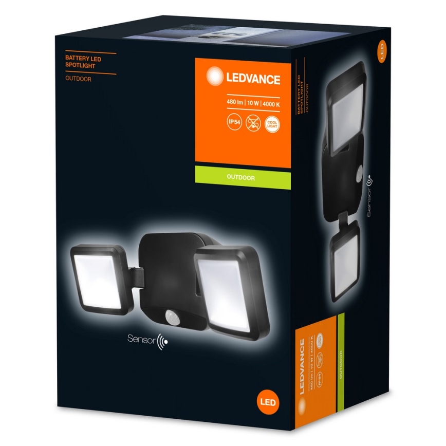 Ledvance - LED-Outdoor-Wandleuchte mit Sensor BATTERY 2xLED/10W/4xD IP54
