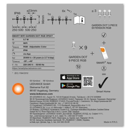 Ledvance - LED-RGB-Erweiterungsset für den Außenbereich SMART+ DOT 3xLED/0,7W/230V IP65 Wi-Fi