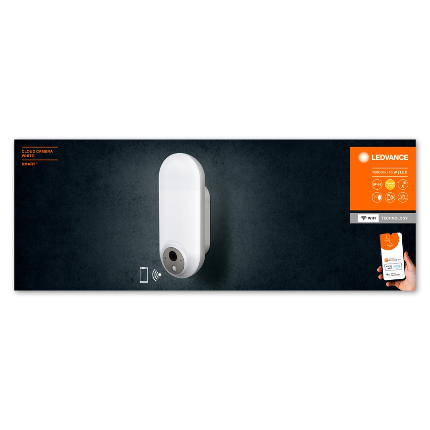 Ledvance - LED RGBW dimmbare Außenwandleuchte mit Sensor und Kamera SMART+ LED/15W/230V Wi-Fi IP44