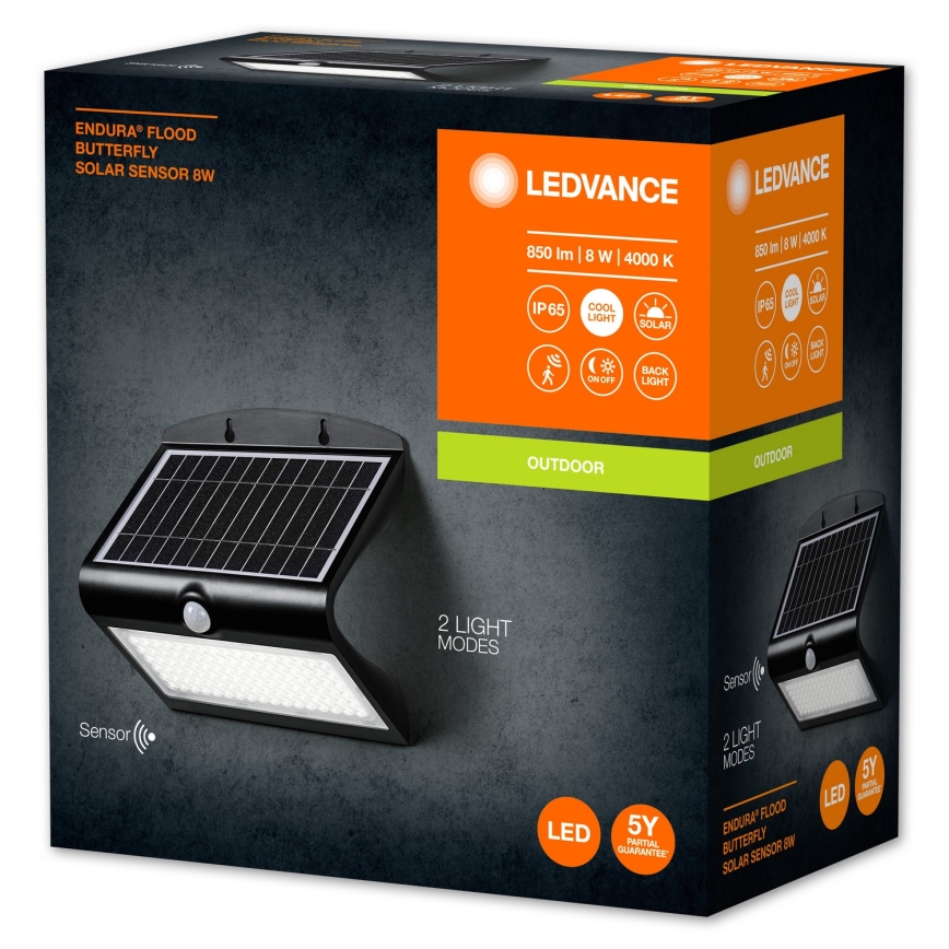 Ledvance - LED-Solarwandleuchte mit Sensor SCHMETTERLING LED/8W/3,7V 2000 mAh IP65