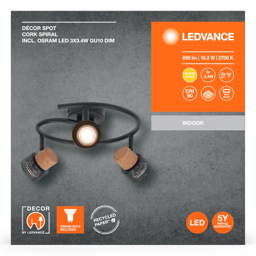 Ledvance - LED Einbauleuchte DECOR CORK 3xGU10/3,4W/230V