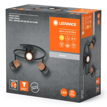 Ledvance - LED Einbauleuchte DECOR CORK 3xGU10/3,4W/230V