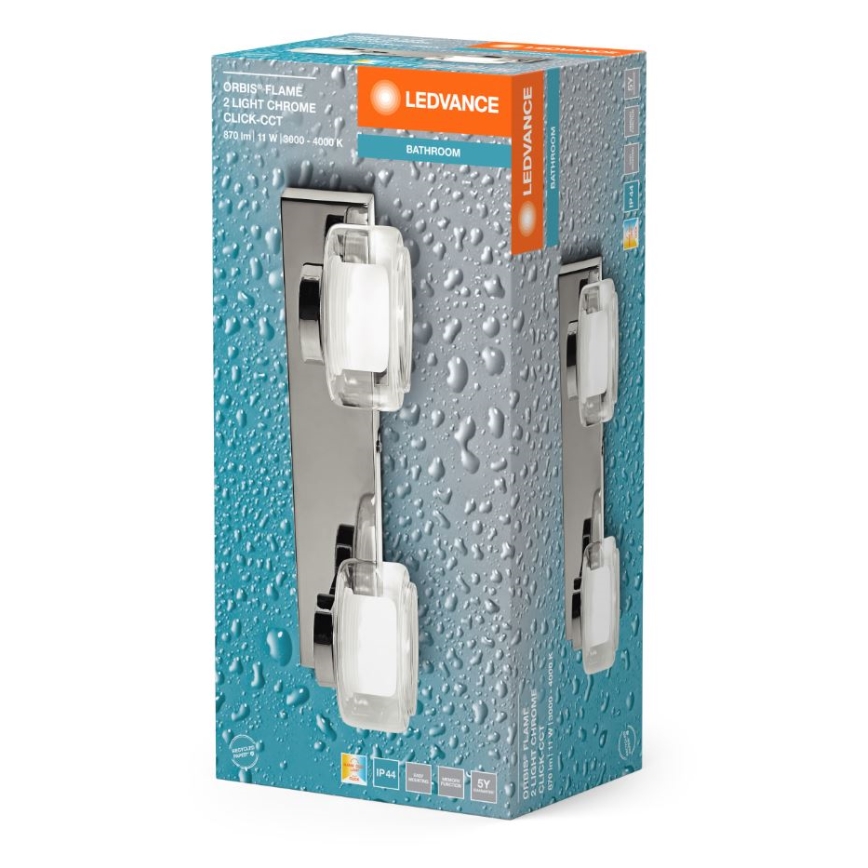 Ledvance - LED-Wandleuchte für Badezimmer ORBIS FLAME 2xLED/5,5W/230V 3000/4000K IP44 Chrom