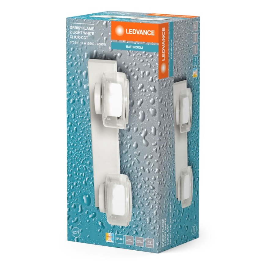 Ledvance - LED-Wandleuchte für Badezimmer ORBIS FLAME 2xLED/5,5W/230V 3000/4000K IP44 weiß