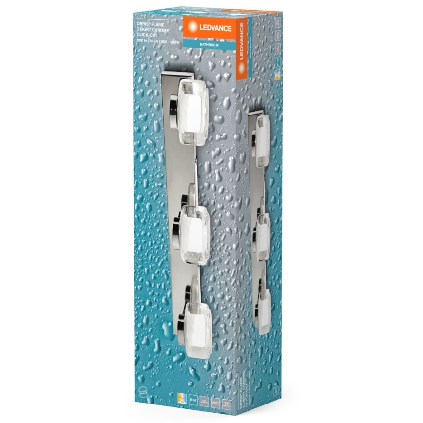 Ledvance - LED-Wandleuchte für Badezimmer ORBIS FLAME 3xLED/5,5W/230V IP44 Chrom