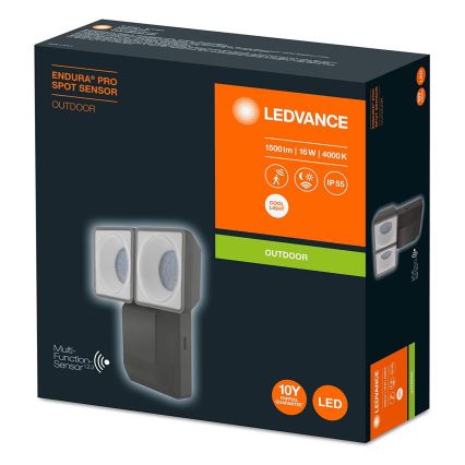 Ledvance - LED-Wandleuchte für den Außenbereich mit Sensor SPOT 2xLED/8W/230V IP55