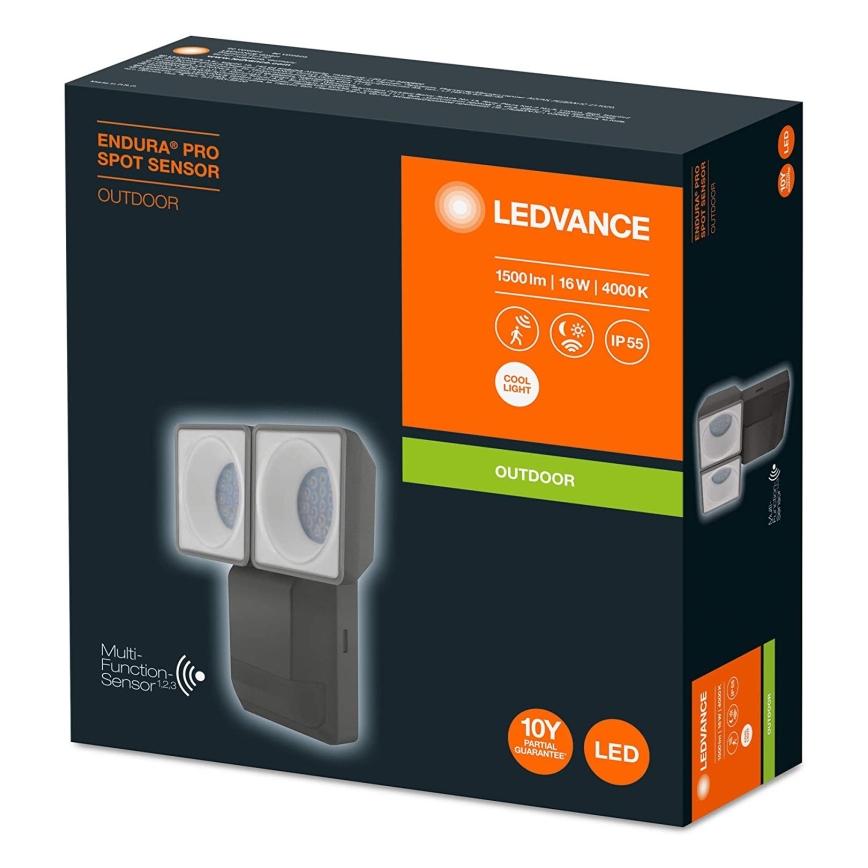 Ledvance - LED-Wandleuchte für den Außenbereich mit Sensor SPOT 2xLED/8W/230V IP55