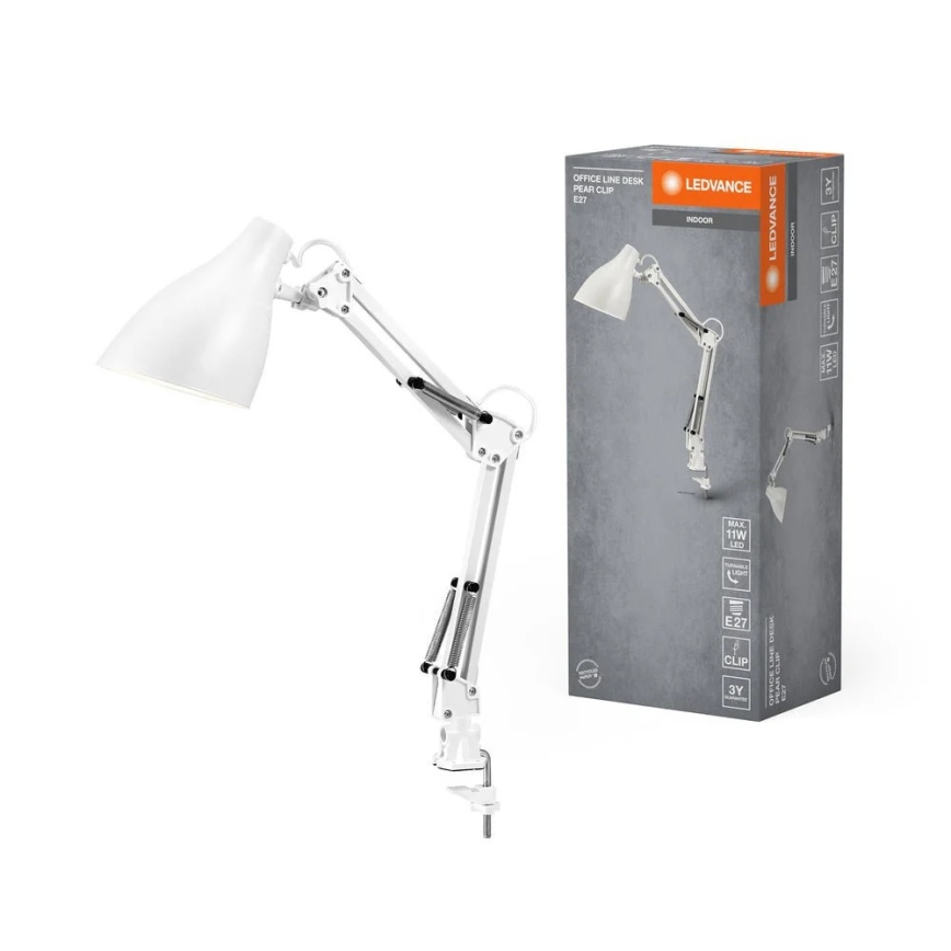 Ledvance - PEAR Tischlampe mit Klemme 1xE27/11W/230V weiß