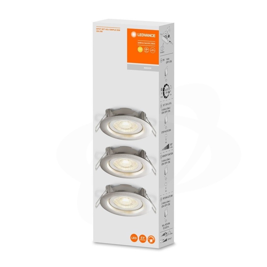 Ledvance - SET 3x LED dimmbare Einbauleuchte SIMPLE LED/4,9W/230V