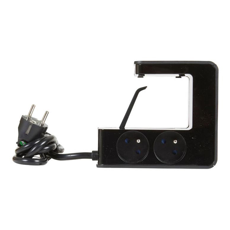 Legrand 050412 - Verlängerungskabel mit Schalter für Tischplatte 4Z Typ E + 2x USB-A 1,5m schwarz