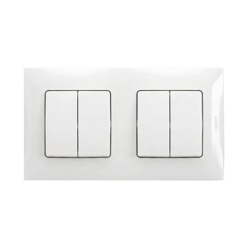 Legrand - 2x Doppelschalter (Serienschalter) Nr. 5 mit NILOE-Rahmen, weiß
