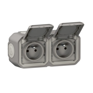 Legrand - Außen-Doppelsteckdose PLEXO 250V IP55 grau