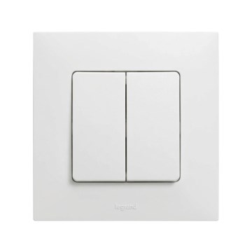 Legrand - Doppel-Treppenlichtschalter Nr. 6+6 mit NILOE-Rahmen, weiß