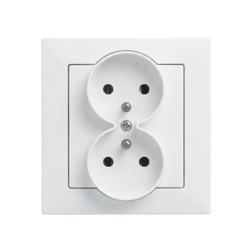 Legrand - Doppelsteckdose für den Haushalt mit Rahmen SUNO 250V, weiß
