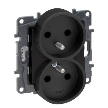 Legrand - Doppelsteckdose für den Wohnbereich, rahmenlos, NILOE STEP 250V, schwarz