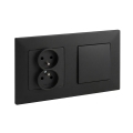 Legrand - Doppelsteckdose für die Hausinstallation und einpoliger Schalter mit Rahmen NILOE STEP 250V schwarz