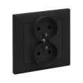 Legrand - Doppelsteckdose mit Rahmen SUNO 250V schwarz