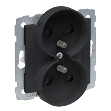 Legrand - Doppelsteckdose ohne Rahmen SUNO 250V schwarz