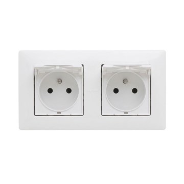 Legrand - Doppelte Außensteckdose für den Hausgebrauch mit Rahmen NILOE STEP 250V IP44 weiß