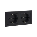 Legrand - Doppelte SCHUKO-Haushaltssteckdose mit Rahmen SUNO, 250 V, schwarz