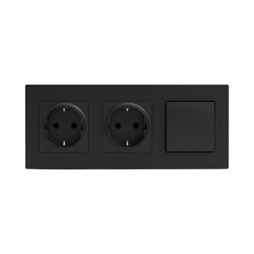 Legrand - Doppelte SCHUKO-Haushaltssteckdose und einpoliger Schalter Nr. 1 NILOE STEP 250V schwarz