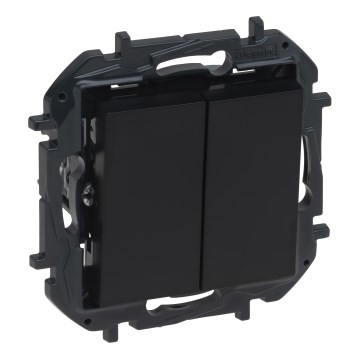 Legrand - Doppelter Treppenlichtschalter Nr. 6+6 ohne Rahmen NILOE STEP schwarz