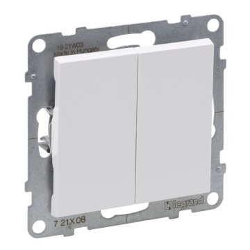 Legrand - Doppelter Treppenlichtschalter Nr. 6+6 ohne Rahmen SUNO weiß