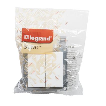 Legrand - Doppelter Treppenlichtschalter Nr. 6+6 ohne Rahmen SUNO weiß