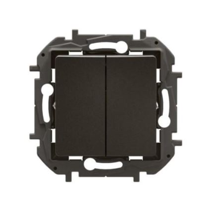 Legrand - Doppelter Treppenlichtschalter Nr. 6+6 rahmenlos NILOE schwarz