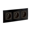 Legrand - Dreifach-Haushaltssteckdose mit Abdeckrahmen NILOE, 250 V, schwarz