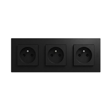 Legrand - Dreifach-Steckdose für den Haushalt mit Rahmen NILOE STEP 250V schwarz