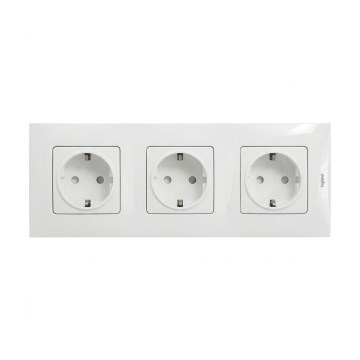 Legrand - Dreifach-Steckdose SCHUKO für den Haushalt mit Rahmen NILOE 250V weiß