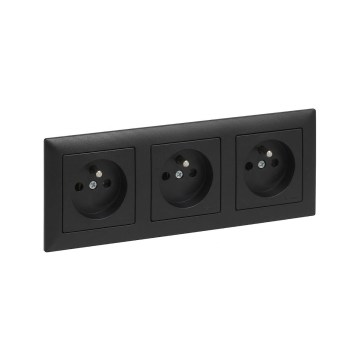 Legrand - Dreifach-Wandsteckdose mit Rahmen SUNO 250V schwarz