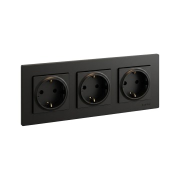 Legrand - Dreifach-Wandsteckdose SCHUKO NILOE STEP 250V, schwarz