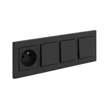 Legrand - Dreifacher einpoliger Schalter Nr. 1 und Wandsteckdose mit Rahmen NILOE STEP 250V schwarz