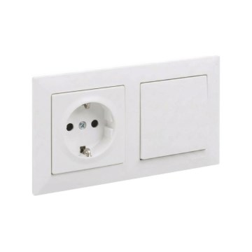 Legrand - Einpoliger Schalter Nr. 1 und SCHUKO-Haussteckdose mit Rahmen SUNO 250V weiß