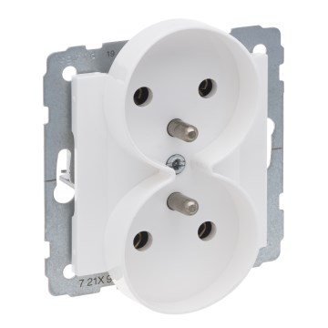 Legrand - SUNO Doppelsteckdose für den Haushalt, rahmenlos, 250 V, weiß