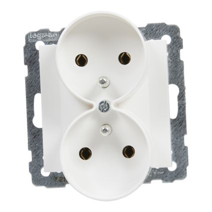 Legrand - SUNO Doppelsteckdose für den Haushalt, rahmenlos, 250 V, weiß