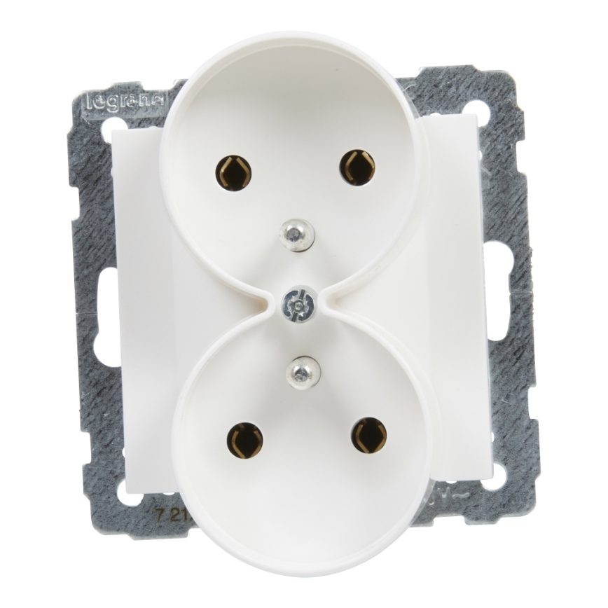 Legrand - SUNO Doppelsteckdose für den Haushalt, rahmenlos, 250 V, weiß