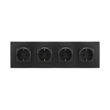 Legrand - Vierfach-SCHUKO-Steckdose mit Rahmen NILOE 250V schwarz