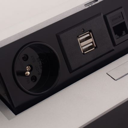 Fktechnics 4731728 - Zásuvková lišta 2x230V/2xUSB/1xRJ45